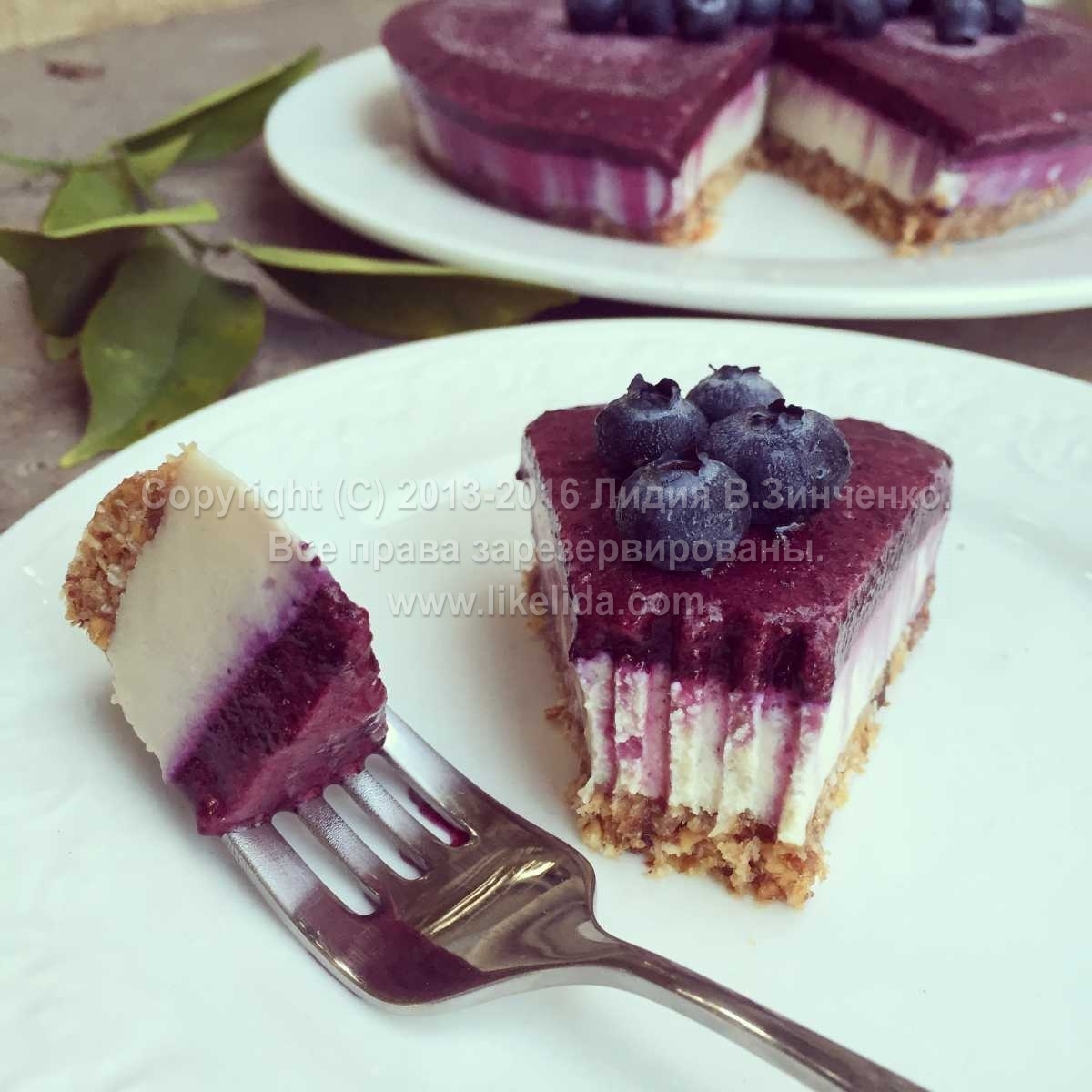 Черничный чизкейк / cheesecake (без муки, без глютена, веганский подходит  для сыроедов)