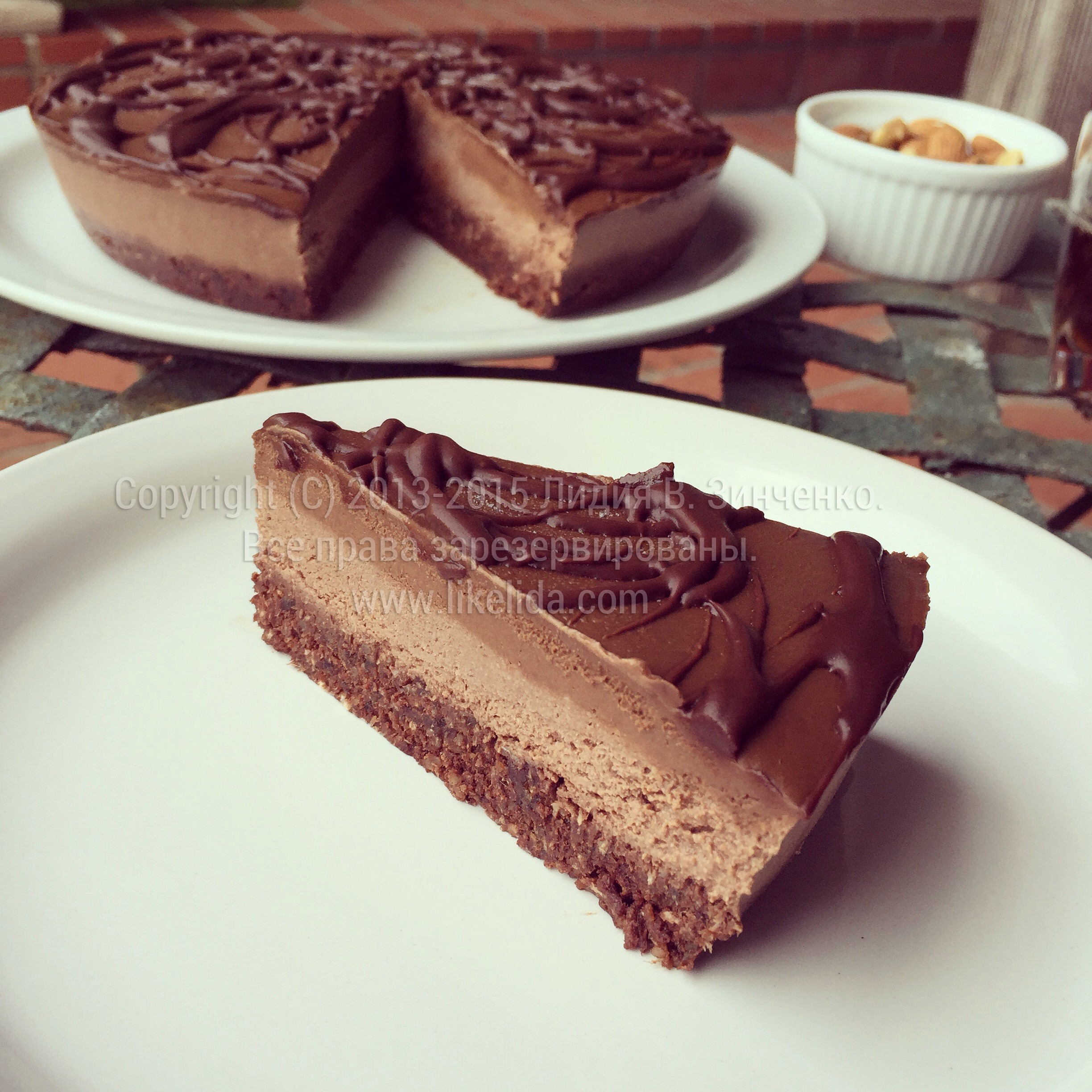 Triple Chocolate Cheesecake (Flour-Free, Gluten-Free, Vegan, Raw)