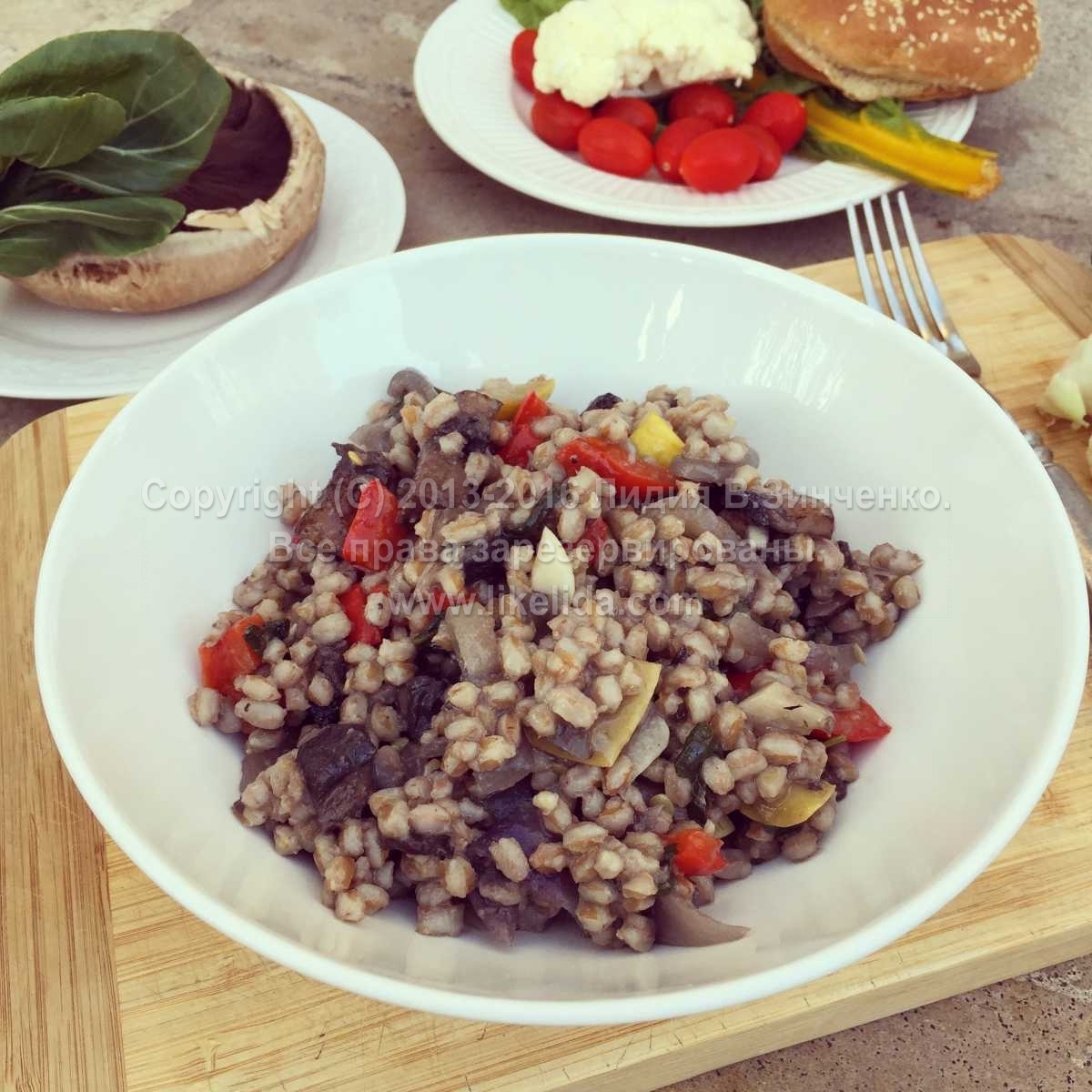 Vegetables And Mushrooms Farro Garnish (Vegan)