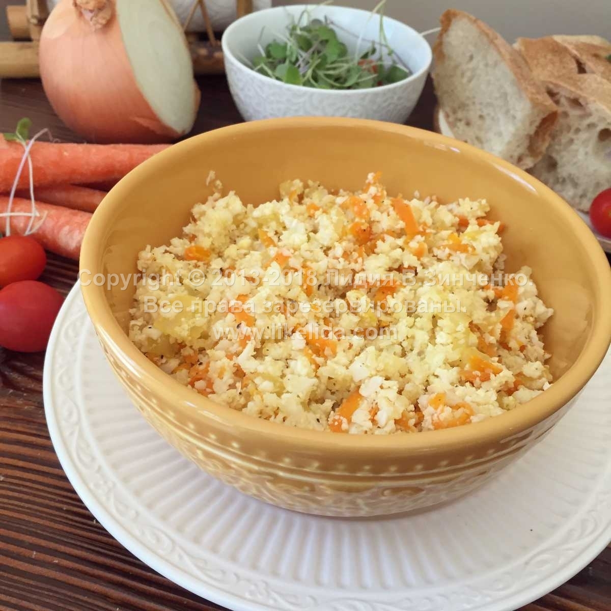 Fried “Rice” With Onions And Carrots (Rice-free, Gluten-free, Vegan)